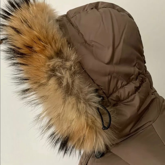 Moncler Genevrier Women Long Down Coat Parka Jacket Hood Fur Size 3 or L Winter - Picture 6 of 14